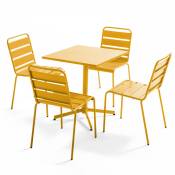 Oviala - Ensemble table de jardin carrée et 4 chaises jaune - Palavas - Jaune
