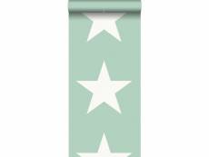 Papier peint étoiles vert menthe - 128701 - 53 cm x 10,05 m 128701
