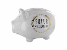Paris prix - tirelire déco cochon "futur milliardaire" 27cm blanc