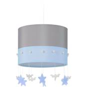 Relaxdays - Luminaire pour enfant, suspension au design céleste, avec des étoiles et nuages, HxD : 160 x 35 cm, bleu/gris