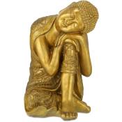 Relaxdays - Statue de Bouddha jardin, résistant aux intempéries et au gel, repos, objet déco xl, hlp 61 x 40 x 37 cm, doré