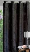 Rideau ameublement gros ronds et fils argentés - Noir - 140 x 240 cm