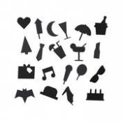 Set Symboles Party / pour tableau perforé - Design Letters noir en matière plastique