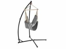 Siège suspendu fauteuil suspendu chaise hamac avec cadre coton polyester métal fritté 100 x 100 cm gris helloshop26 03_0003767