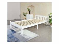 Structure de lit simple en bois, style scandinave - 90x190 cm - blanc