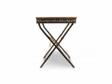 Table à manger bois fer forgé marron 61x61x81.5cm - décoration d'autrefois