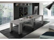 Table à manger moderne, made in italy, console extensible jusqu'à 12 places, avec support d'extension, 51x90h77 cm (jusqu'à 300 cm) couleur gris cendr