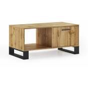 Table Basse de Salon - 45 x 92 x 50 cm - Finition Rustique Chêne/Noir - brun - Skraut Home
