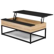 Table basse plateau relevable noir boston design industriel - Multicolore