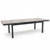 Table extensible en aluminium et céramique bois grisé - Tivoli - Gris