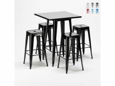 Table haute + 4 tabourets en métal style tolix industriel new york