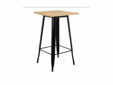 Table haute industriel hombuy 60x60x110cm - métal acier et bois - welded - noir