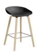 Tabouret de bar About a stool AAS 32 / H 65 cm - Plastique & pieds bois - Hay noir en plastique