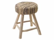 Tabouret-table d'appoint artisanal en bois de teck et tressage - tresa 66282126