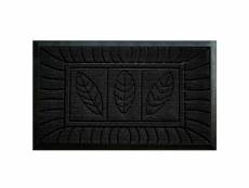 Tapis rectangle 45 x 75 cm relief caoutchouc feuilles noir