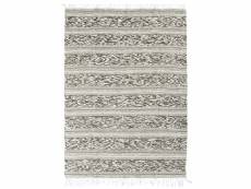Terra cotton relief - tapis 100% coton bande blanc-sable