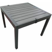 Toilinux - Table de jardin extensible en aluminium avec plateau composite Byron - 90 x 90 x 73 cm - Gris foncé