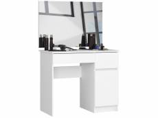 Tolio - coiffeuse style moderne chambre à coucher - 142x90x50 - 2 grands tiroirs - bureau - blanc