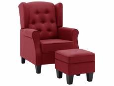 Vidaxl fauteuil avec repose-pied rouge bordeaux tissu