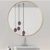 Xinuy - Miroir de salle de bains, doré, rond, 60 cm de diamètre, sans éclairage