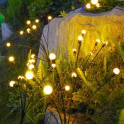 2 pièces Lumière led solaire en forme de luciole étanche décoration de jardin extérieur lumière de paysage décorative, lumière de couleur chaude, 10