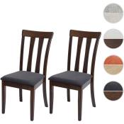 2 x chaises de salle à manger HW C-G46 tissu/textile bois massif cadre foncé, gris foncé