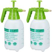 2x Pulvérisateur 1,5 litre buse réglable en laiton pour plantes jardin produits ménagers pe, blanc/vert