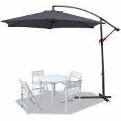 350cm Parasol - parasol jardin, parasol deporté, parasol de balcon, gris - gris - Swanew