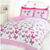 Argofield - Parure de lit nuée de papillons 135 cm x 200 cm