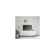 Azura Home Design - Meuble tv 3 portes jupiter blanc laqué brillant 182 cm