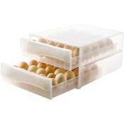Boîte à œufs en carton à œufs, boîte de rangement à œufs à tiroir, boîte de rangement à 120 œufs à 2 niveaux, plateau à œufs, bac à légumes pour