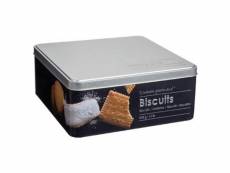 Boite alimentaire - relief ii - biscuits - 20 x 20 x 8.2 cm - fer et étain - noir