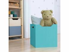 Boîte de rangement bois modèle 4 - poignées - bleu turquoise - 33 x 33 x 37 cm #DS