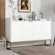 Buffet moderne 120 x 30 x 80 cm - Buffet style minimaliste avec 4 portes pour salle à manger, salon, cuisine - blanc