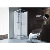 Cabine de douche carrée - Porte pivotante - Verre transparent - 80 x 80 cm - kara - Leda
