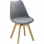 Chaise avec coussin en éco-cuir et pieds en bois gris