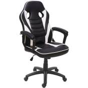 Chaise de bureau HHG 063, chaise pivotante, chaise racing et gaming, similicuir noir-blanc - black