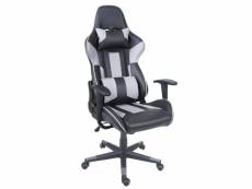 Chaise de bureau hwc-f84, pivotante, fauteuil de jeu en ligne, fauteuil directorial, similicuir ~ noir/gris