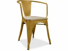 Chaise de salle à manger avec accoudoirs - bois et acier - stylix doré
