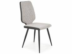 Chaise design en tissu gris avec bandes latérales