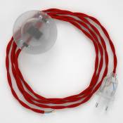 Creative Cables - Cordon pour lampadaire, câble TM09 Effet Soie Rouge 3 m. Choisissez la couleur de la fiche et de l'interrupteur! | Transparent