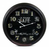 Decoration D ’ Autrefois - Horloge Ancienne Murale La Maison du Café Métal Noir 62cm - Noir