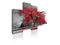 Dekoarte - impression sur toile moderne | décoration pour le salon ou chambre | paysage arbres rouges nature | 150x95cm C0016