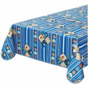 Emmevi Mv S.p.a. - Nappe de cuisine AntiTaches Bordée Couverture de table En coton plastifiè Coquilles Mer Bleu - 135x180 cm