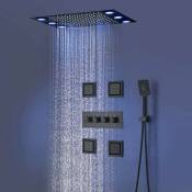 Ensemble de douche , système de douche thermostatique led 3 fonctions, ensemble de douche 360x500 mmRGB, avec mode pluie, douchette à main, douche