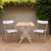 Ensemble table et chaises de jardin pliante en teck