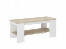 Framire table basse moderne 120 x 50 x 45cm mélange de chêne sonoma blanc