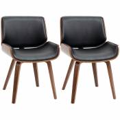 HOMCOM Lot de 2 chaises de salle à manger style vintage assise revêtement synthétique 51,5 x 53 x 79,5 cm noir marron