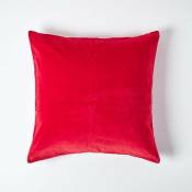 Homescapes - Housse de coussin en velours Rouge, 60 x 60 cm - Rouge