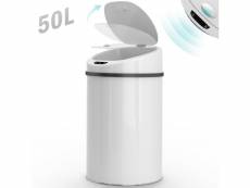 Jago® poubelle automatique - 50 l, couvercle amovible, acier galvanisé, blanche - poubelle à capteur, avec sensor, corbeille de cuisine, salle de bain